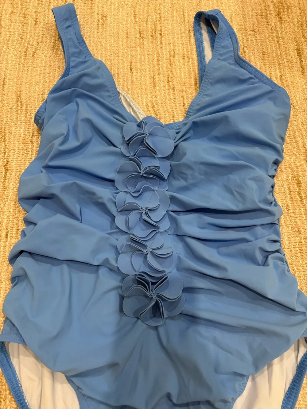 Karla Collette Blue Ruffle-Front One-Piece Swimsuit
